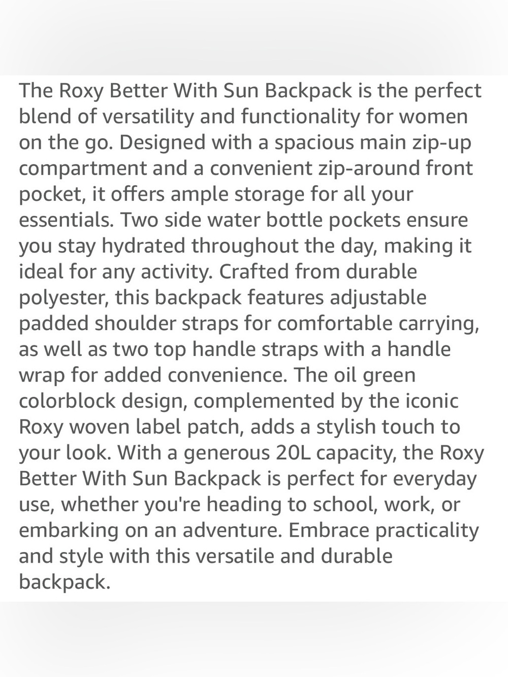 BNWT Roxy Better With Sun Backpack - Picture 7 of 8